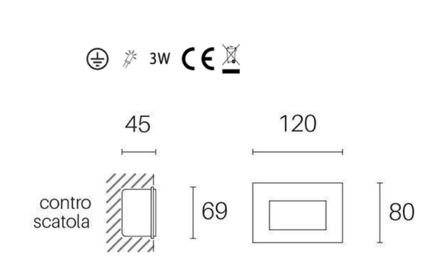 Sovil Faretto Incasso Liscio 3W Led Segna Passo Efficienza Energetica Elevata Sovil