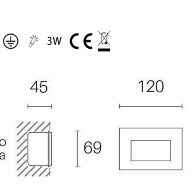 Sovil Faretto Segna Passo Incasso 3W Led 4000K Liscio e Aperto