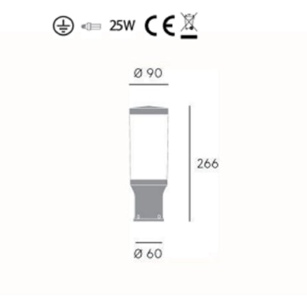 Sovil Modello Cactus Testa Palo D60 E27 Lampada da Terra Design Moderno Elegante