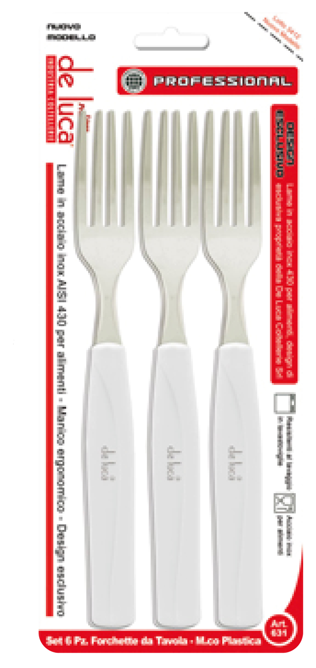 Forchetta Tavola Man. Plastica Conf. 6 Pz. Set di Forchette in Plastica per Tavola Bianco De Luca Coltellerie