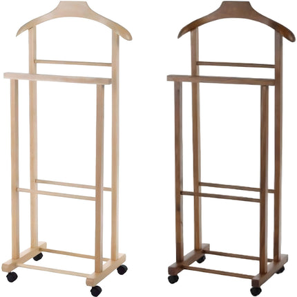 Indossatore in Legno Doppio Appendiabiti Uomo Morto con Rotelle 44,5x30x104h cm