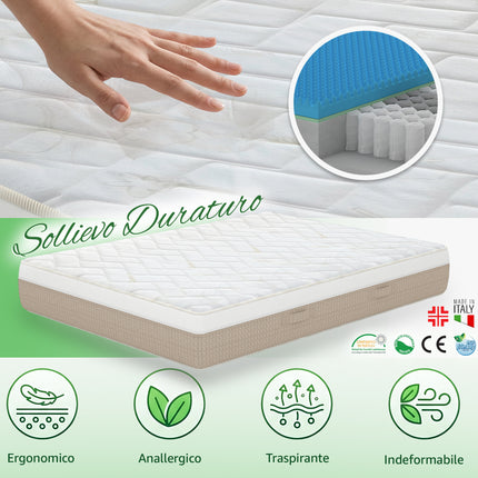 Materasso NATURA 800 Airspring 800 Molle Memory Gel Massage Sfoderabile Bamboo Anallergico Dispositivo Medico Casalinghi Sicignano