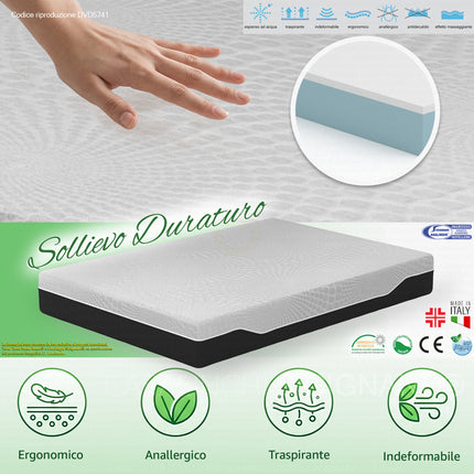 Materasso CAREZZA Airfoam Soft Memory Viscopur Sfoderabile Doppio Lato Tencel Anallergico Dispositivo Medico Casalinghi Sicignano