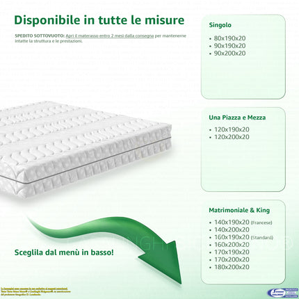 Materasso FACILE H20 cm in AirFoam Firm – Sfoderabile, Antistatico e Anallergico | 100% Made in Italy Casalinghi Sicignano