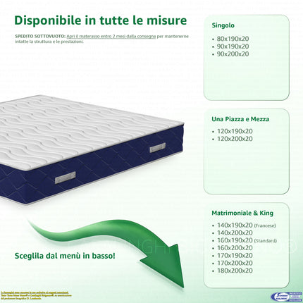 Materasso SOGNO Airfoam Firm Memory Viscopur Doppio Lato Anallergico Dispositivo Medico Casalinghi Sicignano