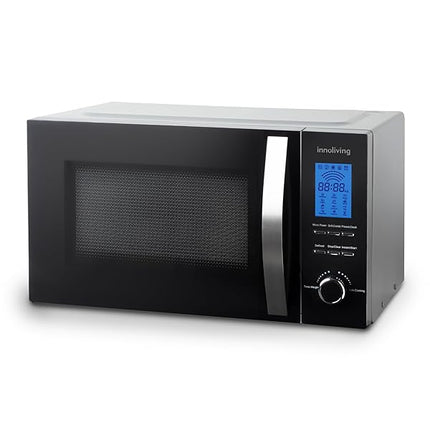 Innoliving Forno a Microonde 23 Litri INN-862S, 800W con Grill, 5 Livelli di Potenza, Funzione Scongelamento, Timer 60 Minuti, Design Elegante in Acciaio, Perfetto per Riscaldare, Cuocere e Scongelare Innoliving
