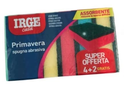 Irge Casa Spugna Abrasiva Primavera, Confezione da 6 Spugne Irge