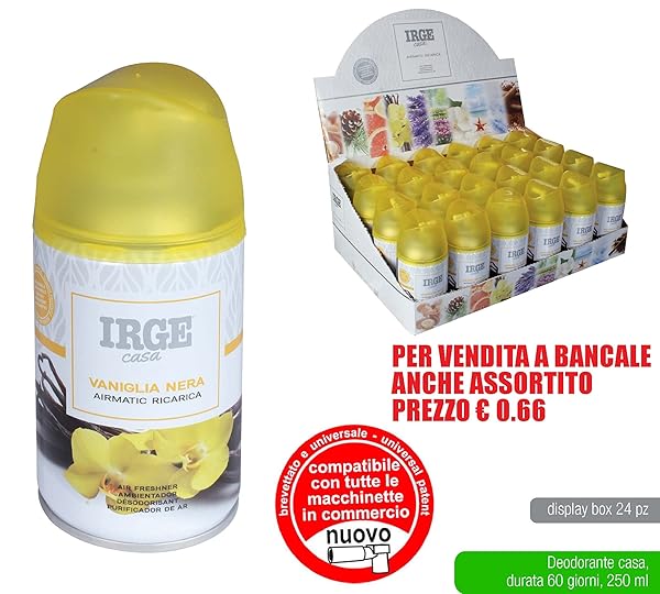 Irge Deodorante 250 ml Vaniglia Automatic Spray Refil Irge