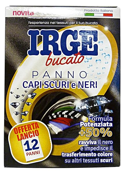 Irge Panno Cattura Colore Capi Scuri 12Pz, Nero Irge