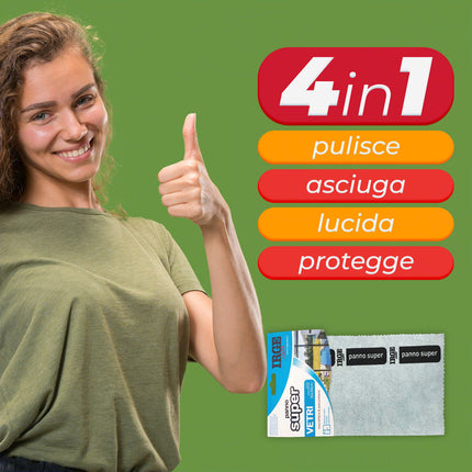 Irge Panno Super 30X30Cm Microfibra Bagno Cucina Inox Vetri Irge