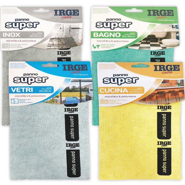 Irge Panno Super 30X30Cm Microfibra Bagno Cucina Inox Vetri