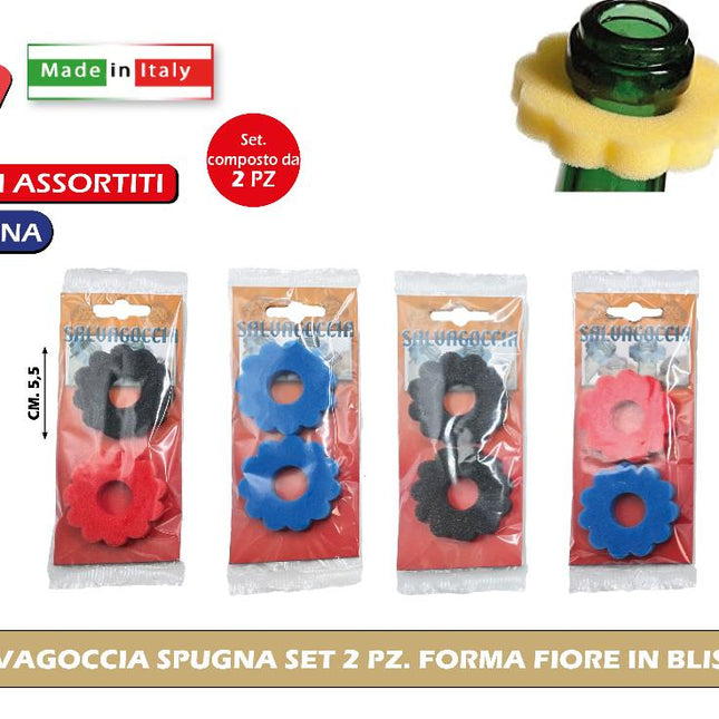 Salvagoccia Spugna Set 2 Pz. Forma Fiore In Blister Jumbo
