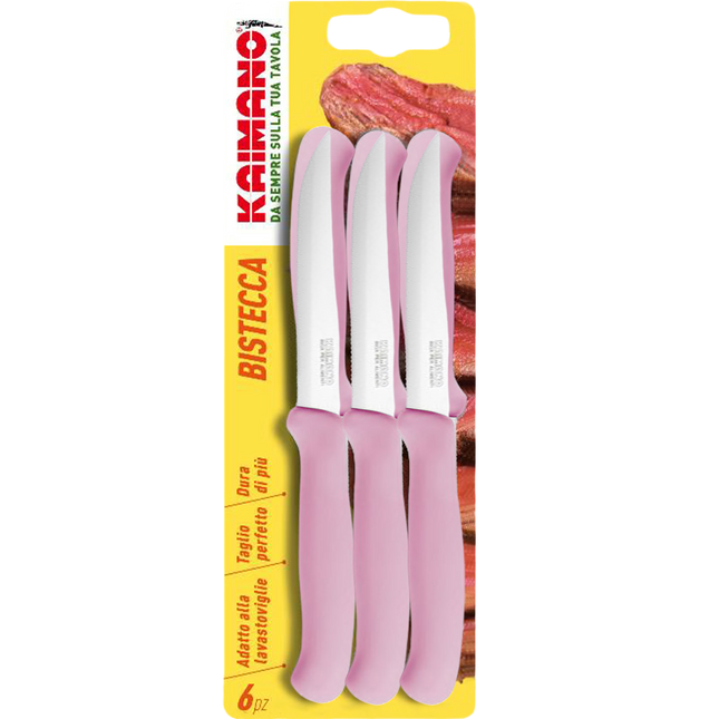 Set 6 Coltelli da Tavola e Bistecca Italicus Lama Inox, Taglio Preciso, Lavabili in Lavastoviglie, Resistenti e Duraturi