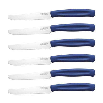 Coltelli da Tavola Dinamik 6 pz in Acciaio Inox 10,7cm con Manico in PP, Lavabili in Lavastoviglie, Taglio Preciso per Uso Alimentare