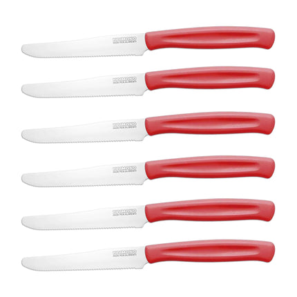 Coltelli da Tavola Dinamik 6 pz in Acciaio Inox 10,7cm con Manico in PP, Lavabili in Lavastoviglie, Taglio Preciso per Uso Alimentare