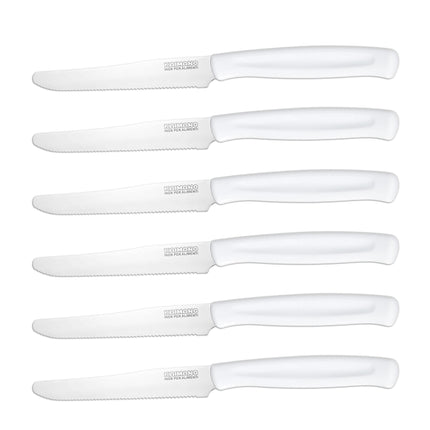 Coltelli da Tavola Dinamik 6 pz in Acciaio Inox 10,7cm con Manico in PP, Lavabili in Lavastoviglie, Taglio Preciso per Uso Alimentare