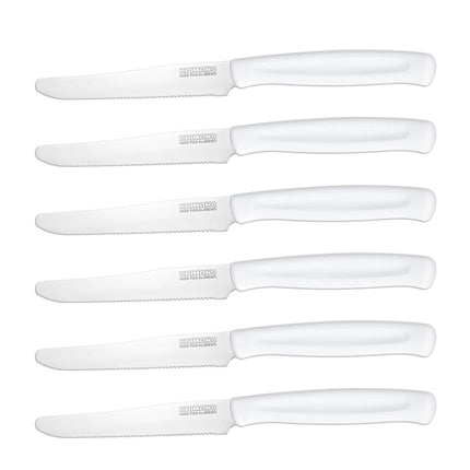 Coltelli da Tavola Dinamik 6 pz in Acciaio Inox 10,7cm con Manico in PP, Lavabili in Lavastoviglie, Taglio Preciso per Uso Alimentare Kaimano