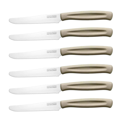 Coltelli da Tavola Dinamik 6 pz in Acciaio Inox 10,7cm con Manico in PP, Lavabili in Lavastoviglie, Taglio Preciso per Uso Alimentare