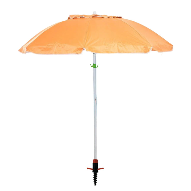 Kit Ombrellone Anti-UV Unicolor 200 cm + Picchetto e Gancio (Set Completo 3-in-1) Salmar