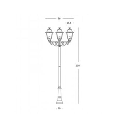 Lampione Alto A Tre Luci Linea Elegance