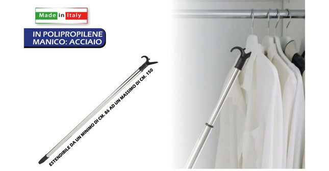 Appendiabiti Estensibile La Briantina Strong 1,5 m – Asta Cromata con Manico in Acciaio Robusto La Briantina