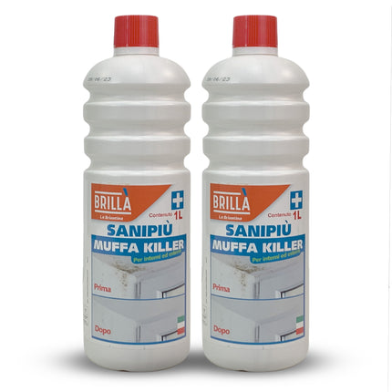Muffa Killer 1Lt - Detergente Cloroattivo Professionale Antimuffa per Muri e Bagno - Made in Italy by La Briantina Set Doppio (2 Lt) La Briantina