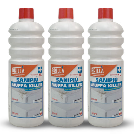 Muffa Killer 1Lt - Detergente Cloroattivo Professionale Antimuffa per Muri e Bagno - Made in Italy by La Briantina Tris Convenienza (3 Lt) La Briantina