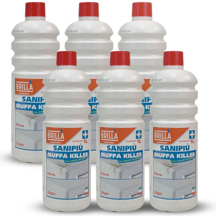 Muffa Killer 1Lt - Detergente Cloroattivo Professionale Antimuffa per Muri e Bagno - Made in Italy by La Briantina Pacco Famiglia (6 Lt) La Briantina