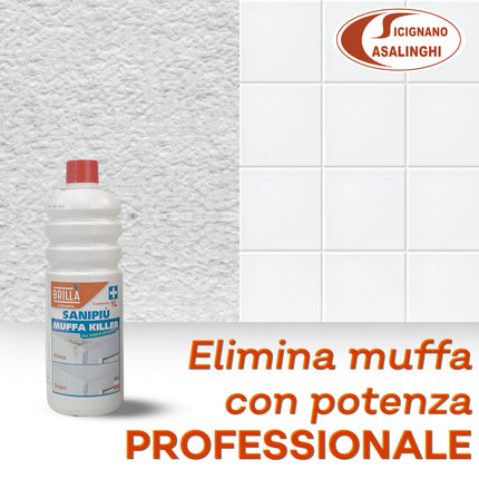 Muffa Killer 1Lt - Detergente Cloroattivo Professionale Antimuffa per Muri e Bagno - Made in Italy by La Briantina La Briantina