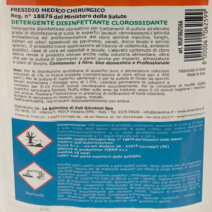 Muffa Killer 1Lt - Detergente Cloroattivo Professionale Antimuffa per Muri e Bagno - Made in Italy by La Briantina La Briantina