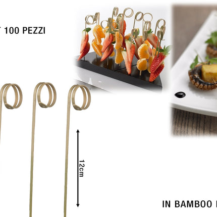 Spiedi In Bamboo Ricciolo Cm.12 Set 100 Pz.-8024112100153