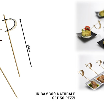Spiedi In Bamboo Set 50 Pz. Cm.15 Kyoto-8024112100269