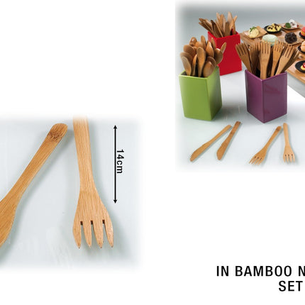 Forchettine In Bamboo Monouso Lunghezza Cm.14 Confezione 12 Pezzi Leone