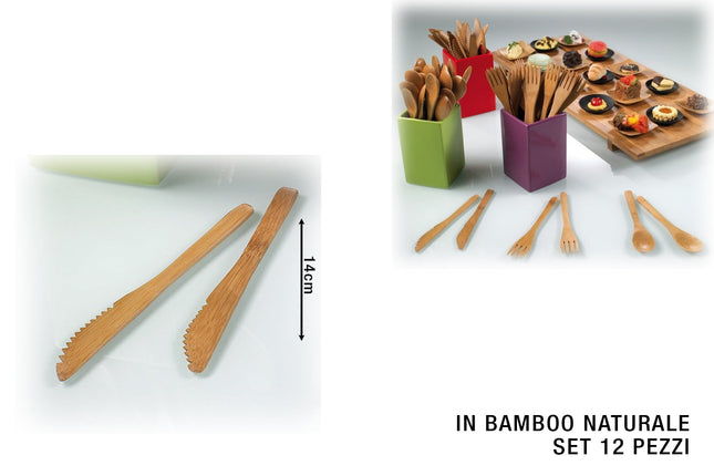Coltello In Bamboo Monouso Lunghezza Cm.14 Confezione 12 Pezzi Leone