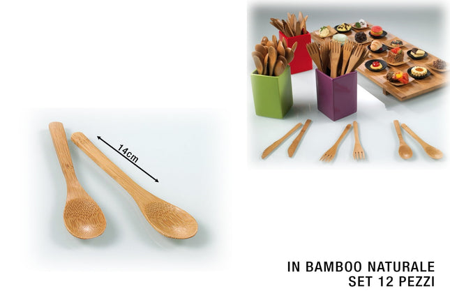 Cucchiaio In Bamboo Monouso Lunghezza Cm.14 Confezione 12 Pezzi Leone