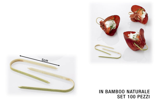 Fermaboccone In Bamboo Monouso Chiba Lunghezza Cm.5 Confezione 100 Pezzi Leone