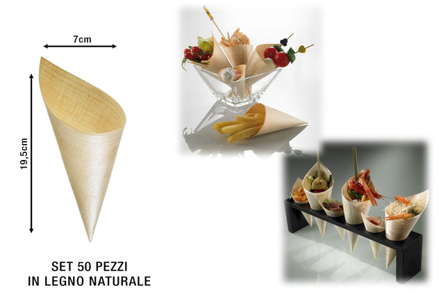 Leone Coni In Bamboo Monouso: Eleganza Eco-Friendly Per Servire (Confezione 50 Pezzi) Leone