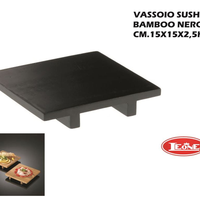 Vassoio Sushi Bamboo Nero Cm.15X15X2