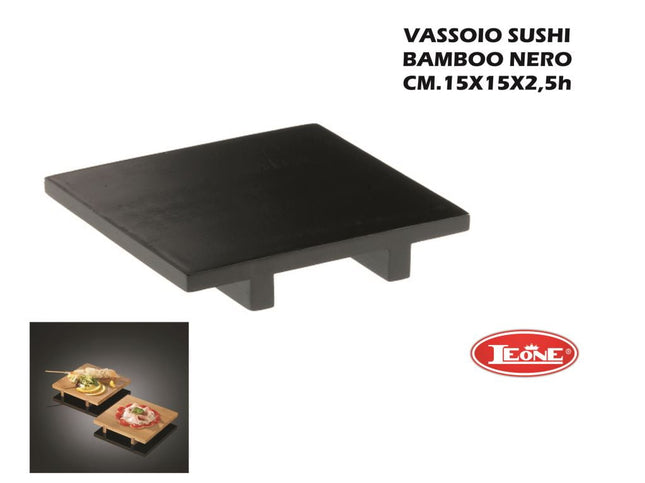 Vassoio Sushi Bamboo Nero Cm.15X15X2,5H Leone