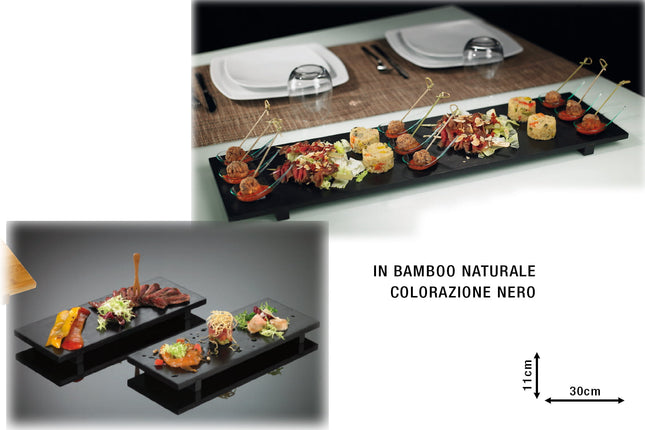 Vassoio Sushi In Bamboo Naturale Colore Nero Cm.30X11X2H Leone