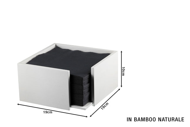 Portatovaglioli In Bamboo Naturale Cm.19X19X10H Colore Bianco Leone