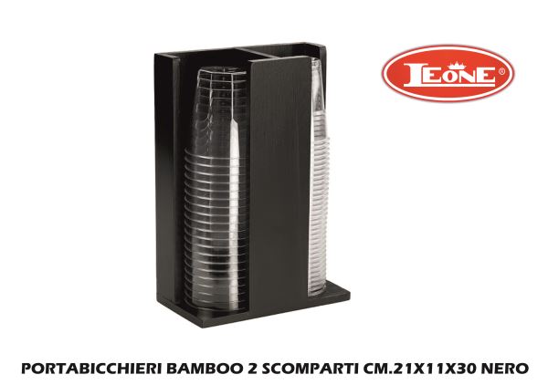 Portabicchieri Bamboo 2 Scomparti Cm.21X11X30 Nero-8024112201058
