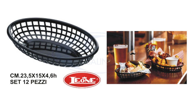 Leone Cestino Plastica Ovale: Set 12 Pz. Portatutto e Portapane (Cm. 27,5x17,5x3,8h e Cm. 23,5x15x4,6h) - Tutto Tutto Meno Meno