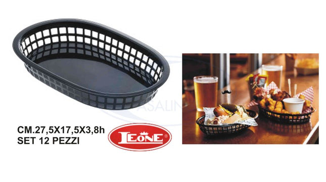 Leone Cestino Plastica Ovale: Set 12 Pz. Portatutto e Portapane (Cm. 27,5x17,5x3,8h e Cm. 23,5x15x4,6h) - Tutto Tutto Meno Meno