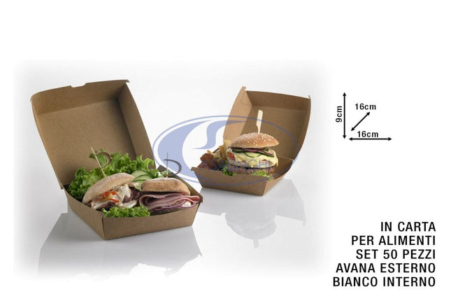Leone Box Hamburger Kraft-Pe: Set 50 Pz. Per Fast Food, Pizzerie E Ristoranti (Varie Misure) Leone