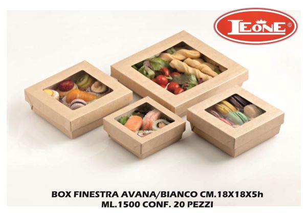 Box Finestra Avana/Bianco Set 20 Pz. Cm.18X18X5H Ml.1500-8024112002495