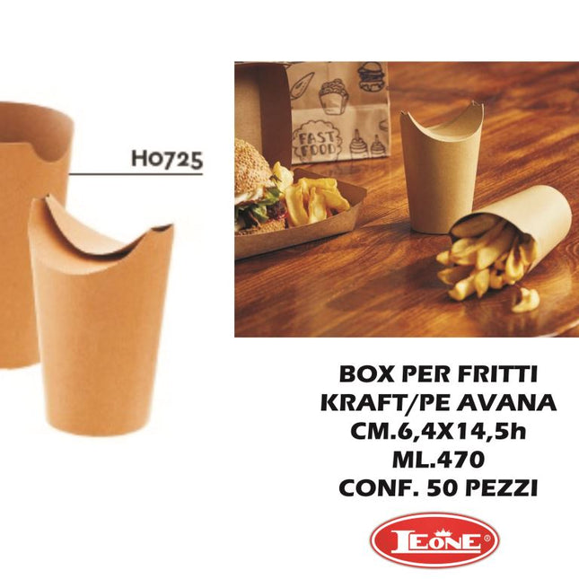 Leone Box per Fritti Avana: Confezione 50 Pezzi con Capacità e Dimensioni Variabili - Tutto Tutto Meno Meno