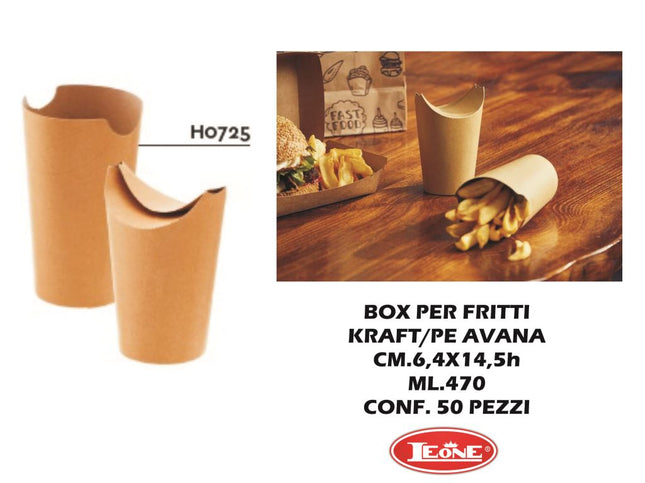 Leone Box Per Fritti Avana: Confezione 50 Pezzi Con Capacità E Dimensioni Variabili Leone