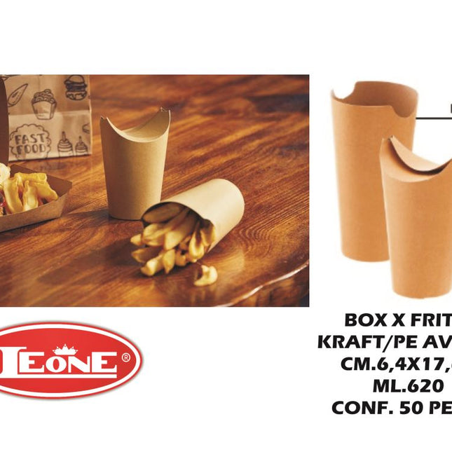Leone Box per Fritti Avana: Confezione 50 Pezzi con Capacità e Dimensioni Variabili - Tutto Tutto Meno Meno