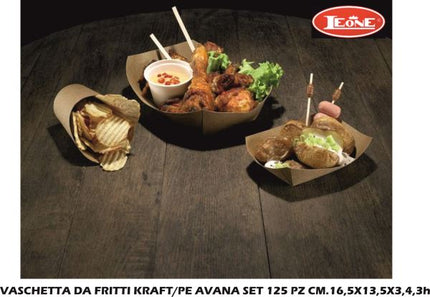 Vaschetta Da Fritti Kraft/Pe Avana Set 125 Pz Cm.16